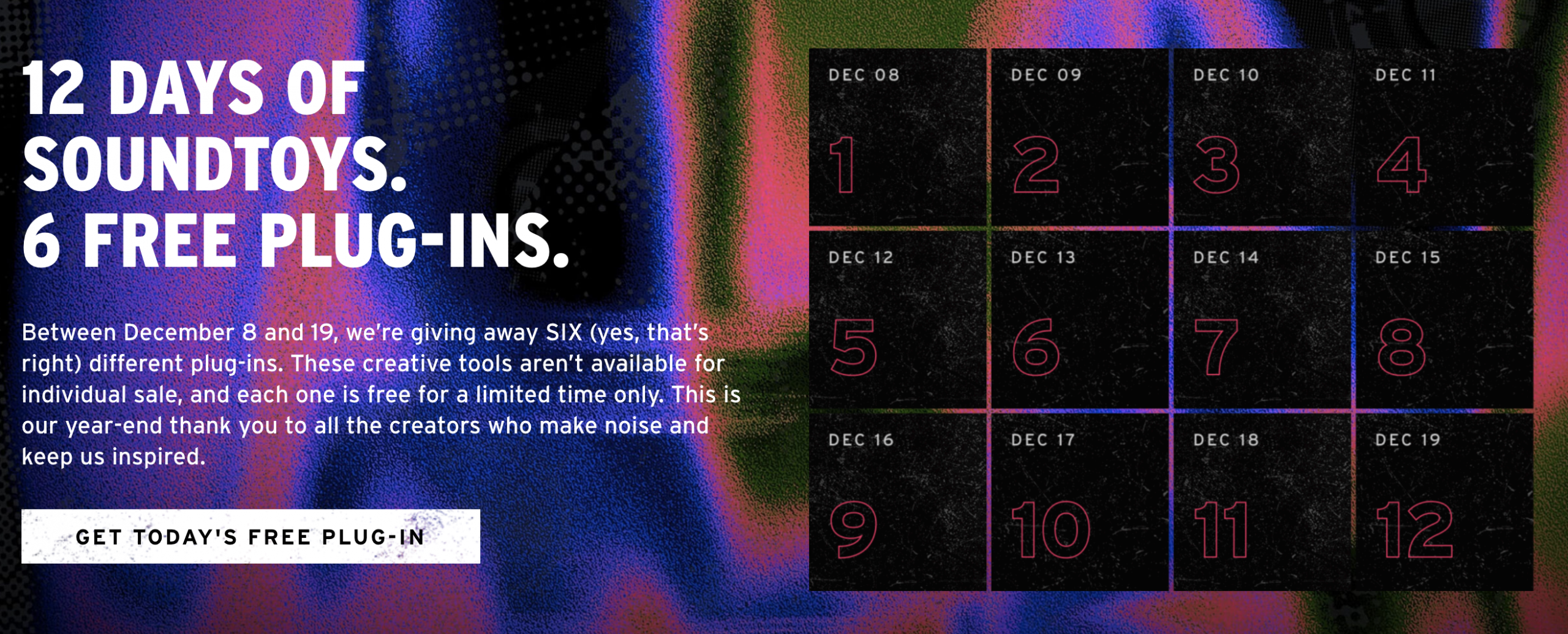You are currently viewing Les « 12 Days of Soundtoys » sont lancés : Six Plug-ins Créatifs Offerts Gratuitement !